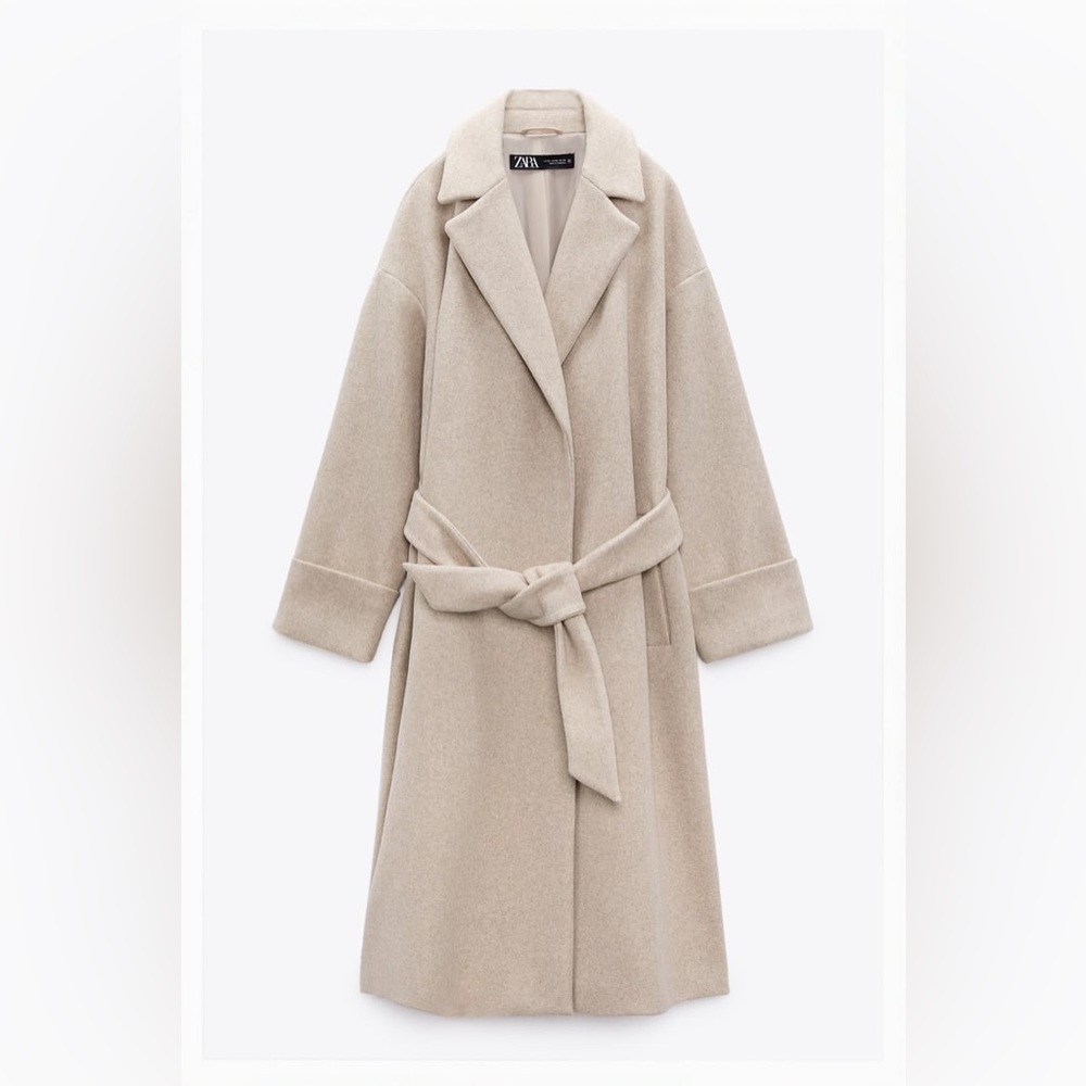 Zara Soft Coat in Beige, Size Small